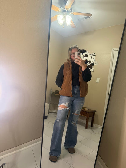 Acid Wash Distressed Wide Leg High Waist Jeans
