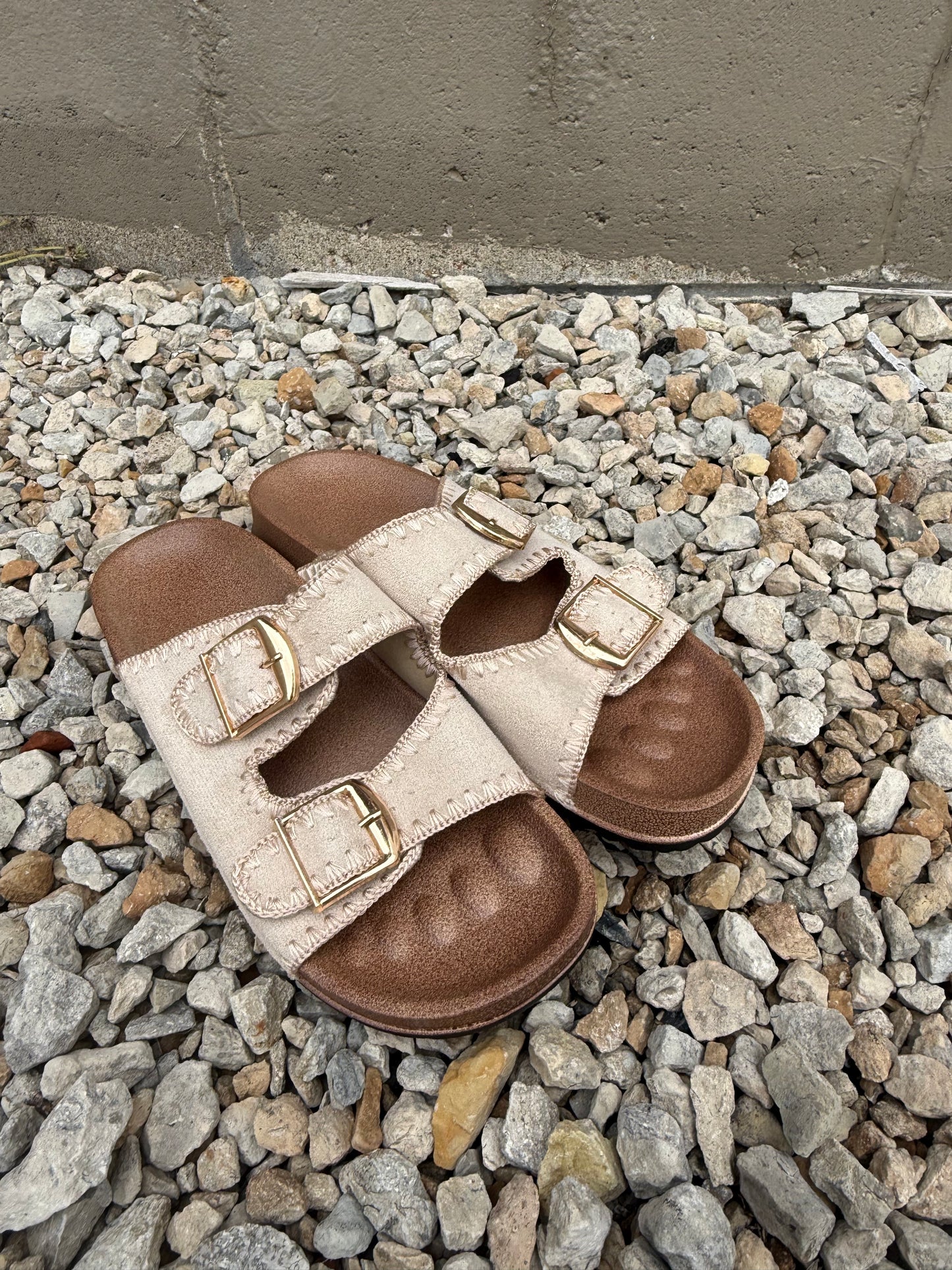 Boho Stitch Buckle Slides