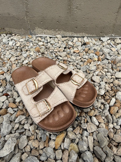 Boho Stitch Buckle Slides