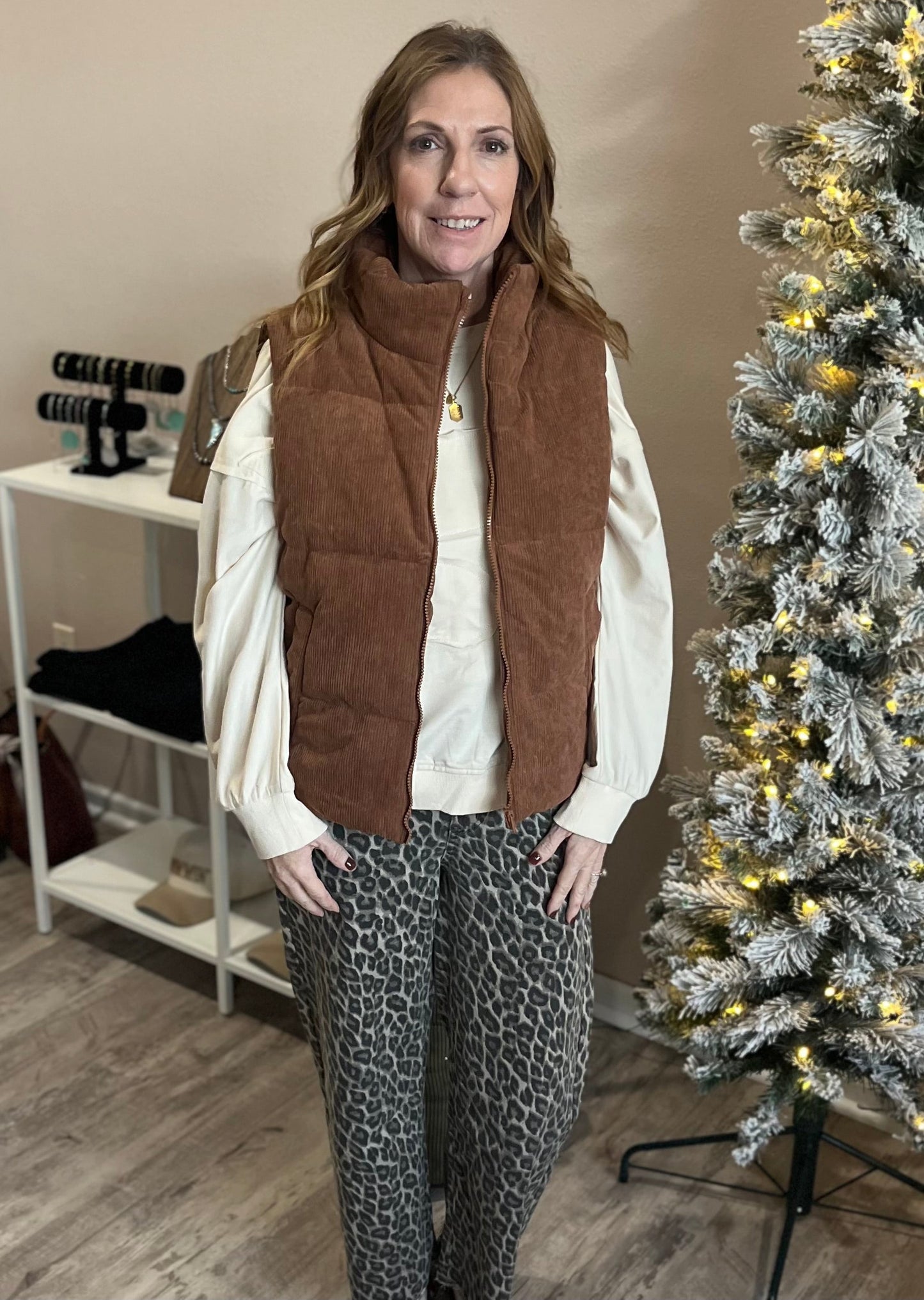 Western Leopard Straight Loose Jeans