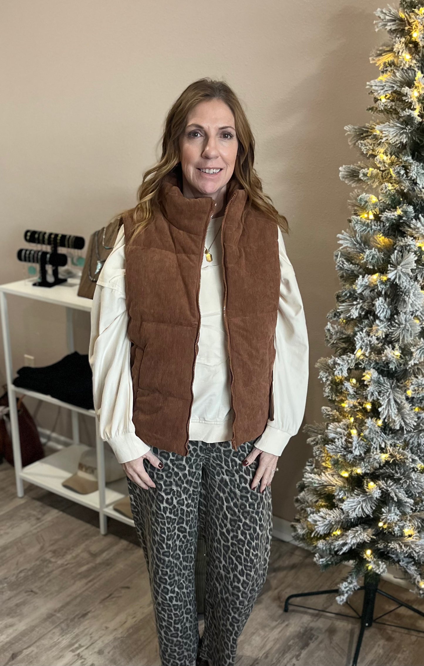 Bronco Brown Puffer Vest