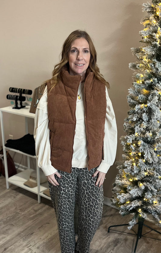 Bronco Brown Puffer Vest