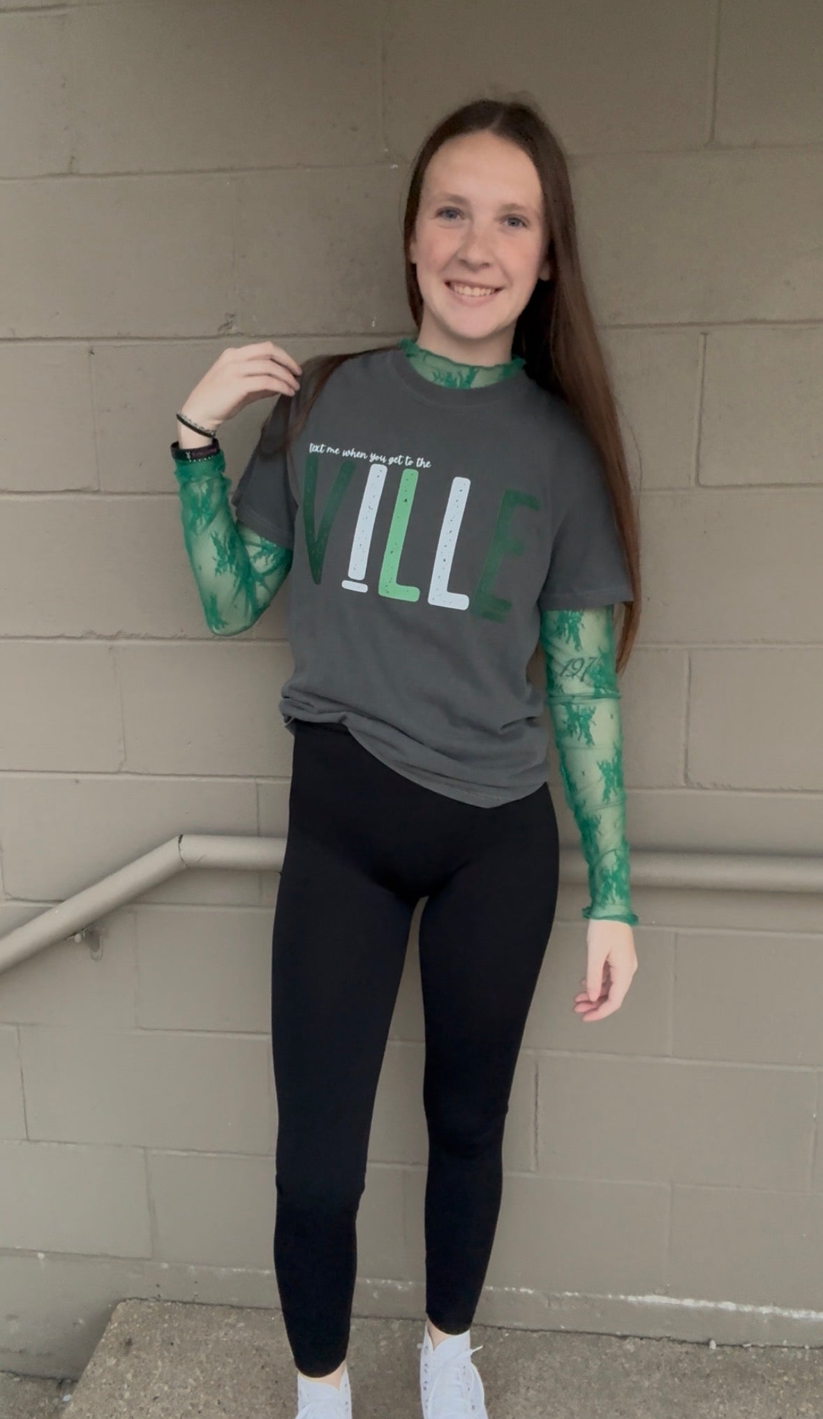 Dark Green Lace Layering Top