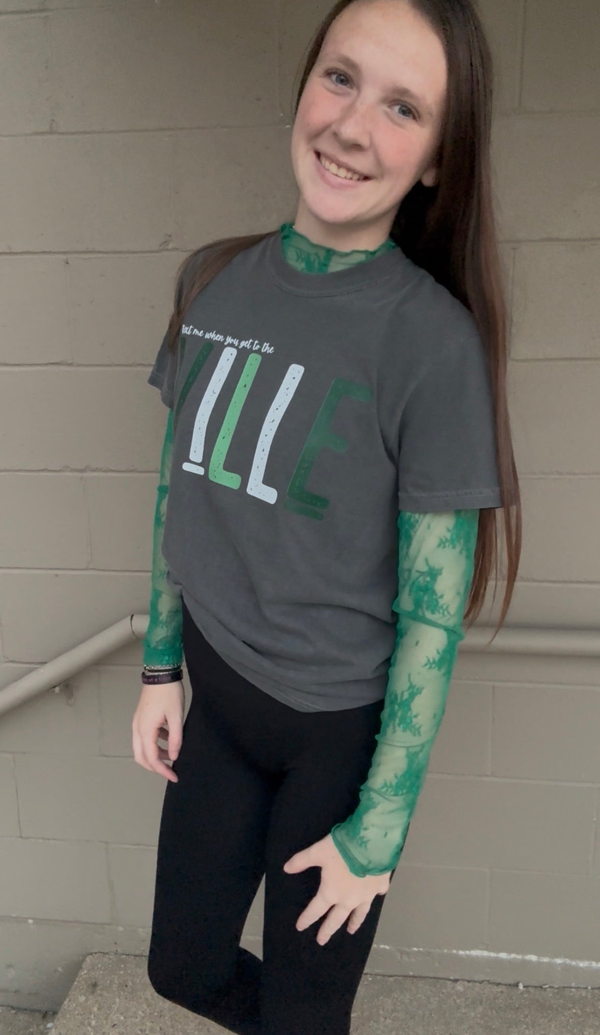 Dark Green Lace Layering Top