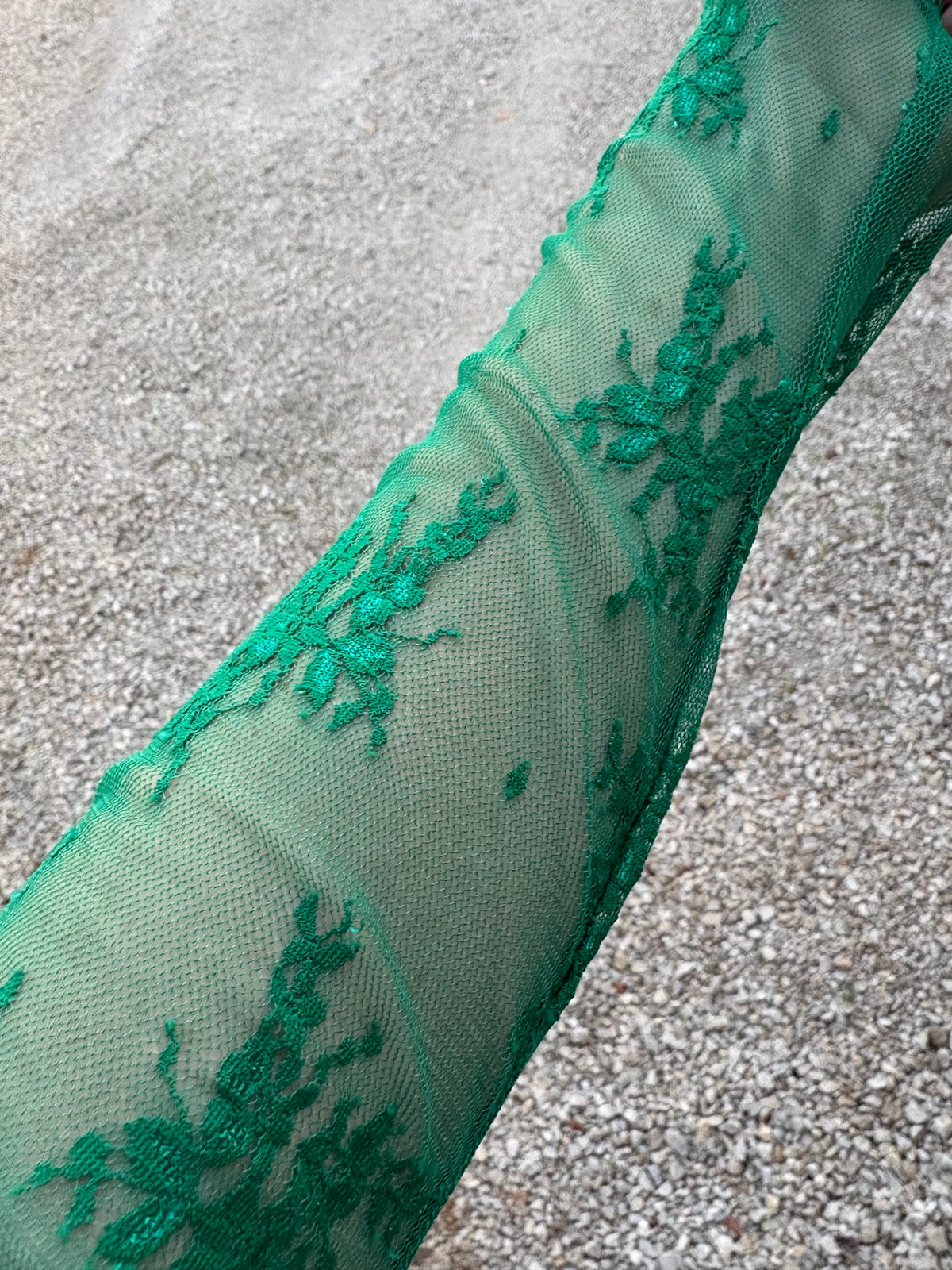 Dark Green Lace Layering Top