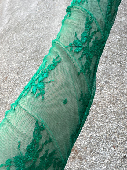 Dark Green Lace Layering Top