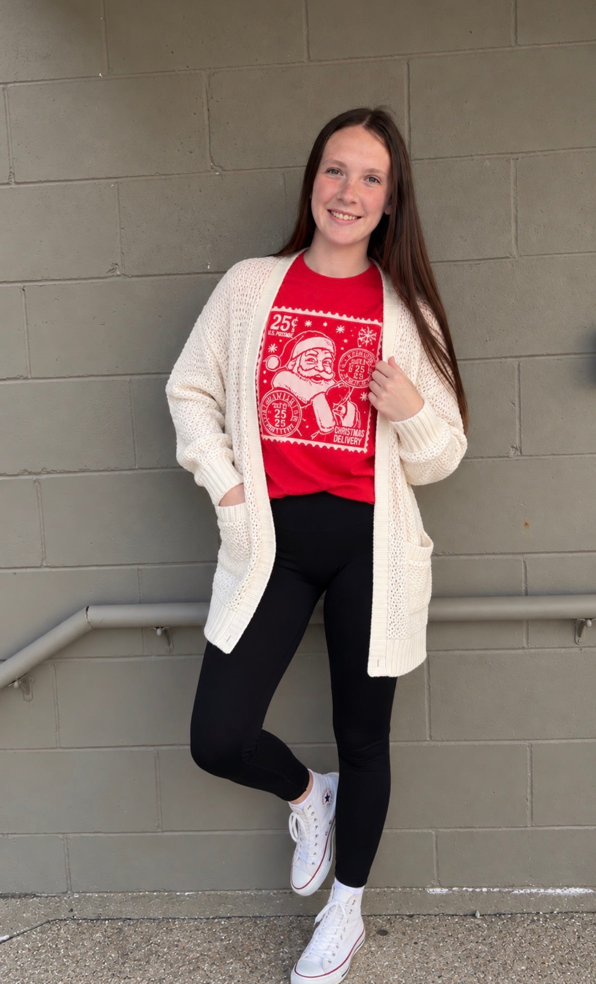 Waffle Open Cardigan Sweater