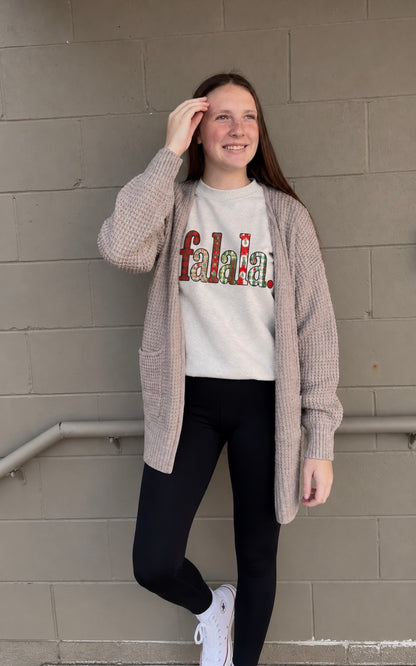 Waffle Open Cardigan Sweater
