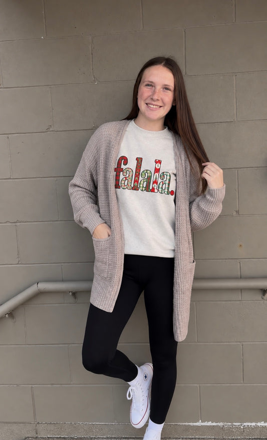 Waffle Open Cardigan Sweater